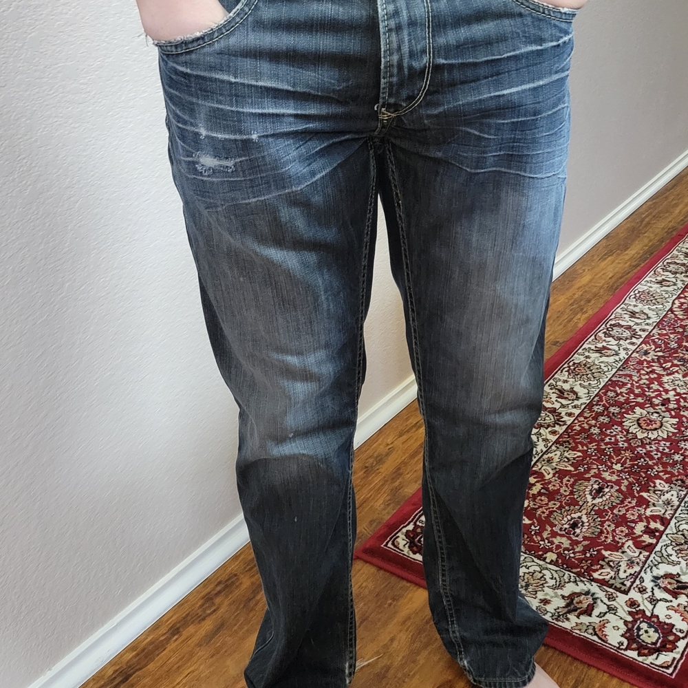 Authentic Original Vintage Style Dark Blue Relaxed Jeans